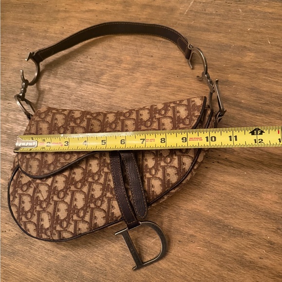 2000 Vintage Christian Dior Oblique Saddle Bag in brown canvas with leather trim - Picture 13 of 16